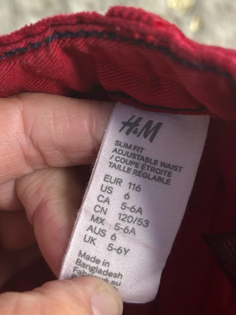 5 for $25🔥H&M Red Corduroy Adjustable Waist Trouser Pants Kids Size 6‎